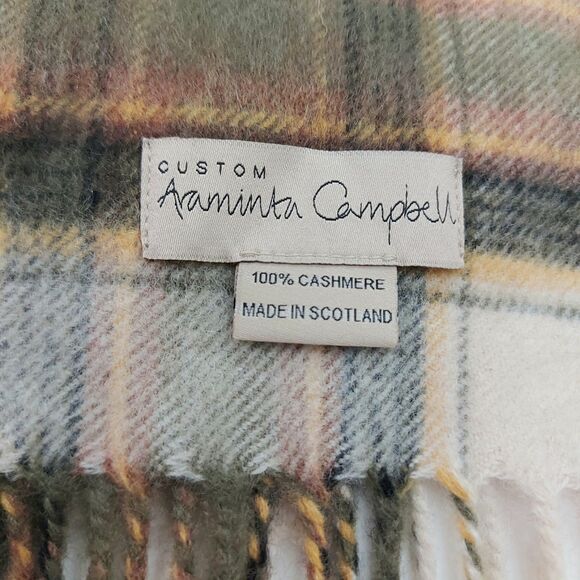 Aramita Campbell Scarf Adults One Size Brown Tartan Plaid Soft Cashmere Fringed - Picture 8 of 10